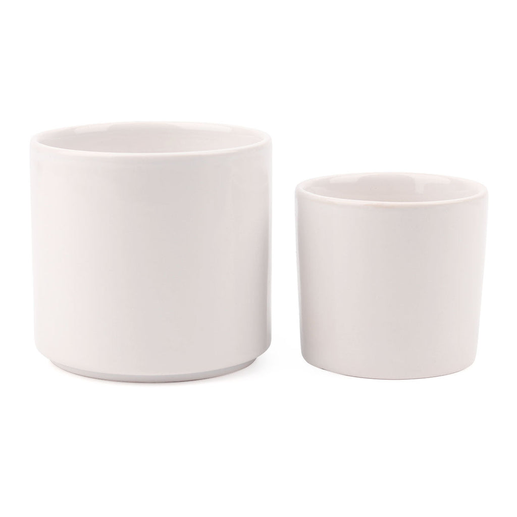 2in White Modern Cylinder Pot