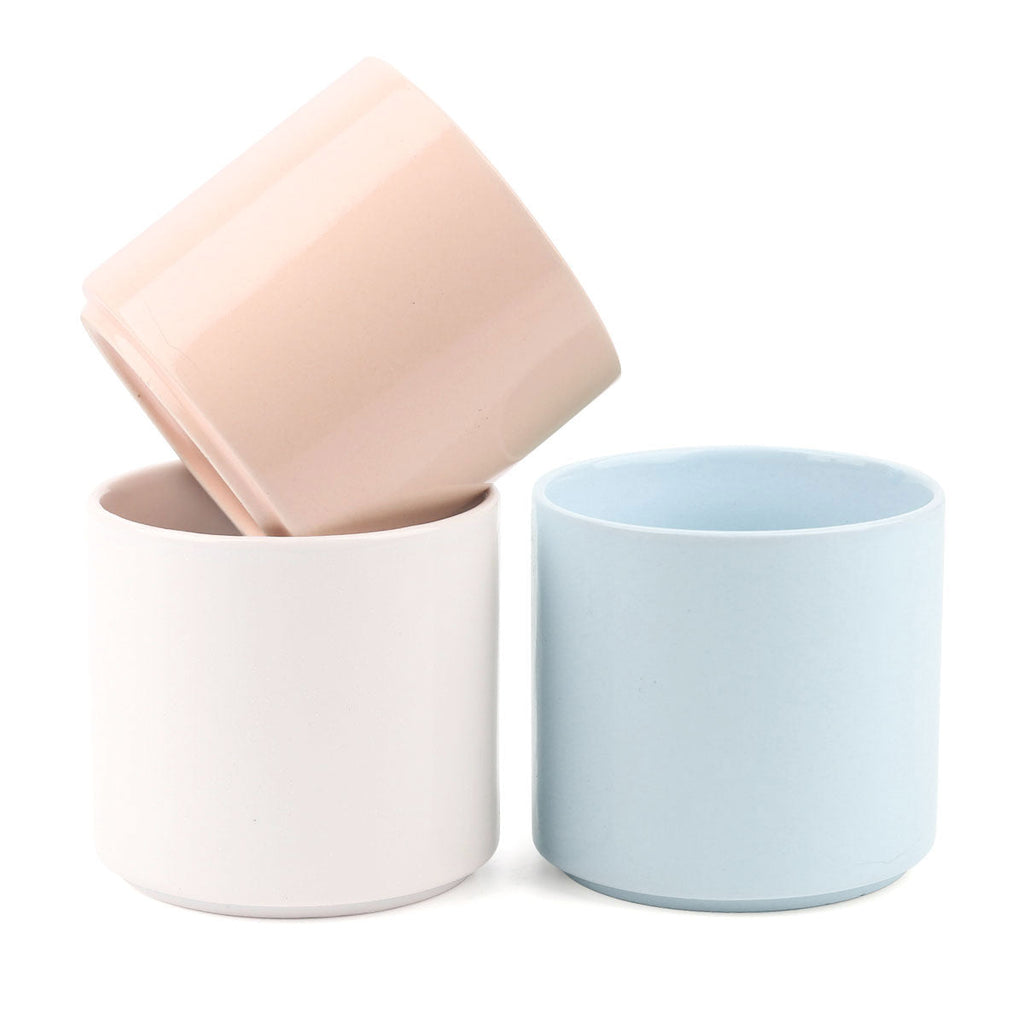 2in White Modern Cylinder Pot