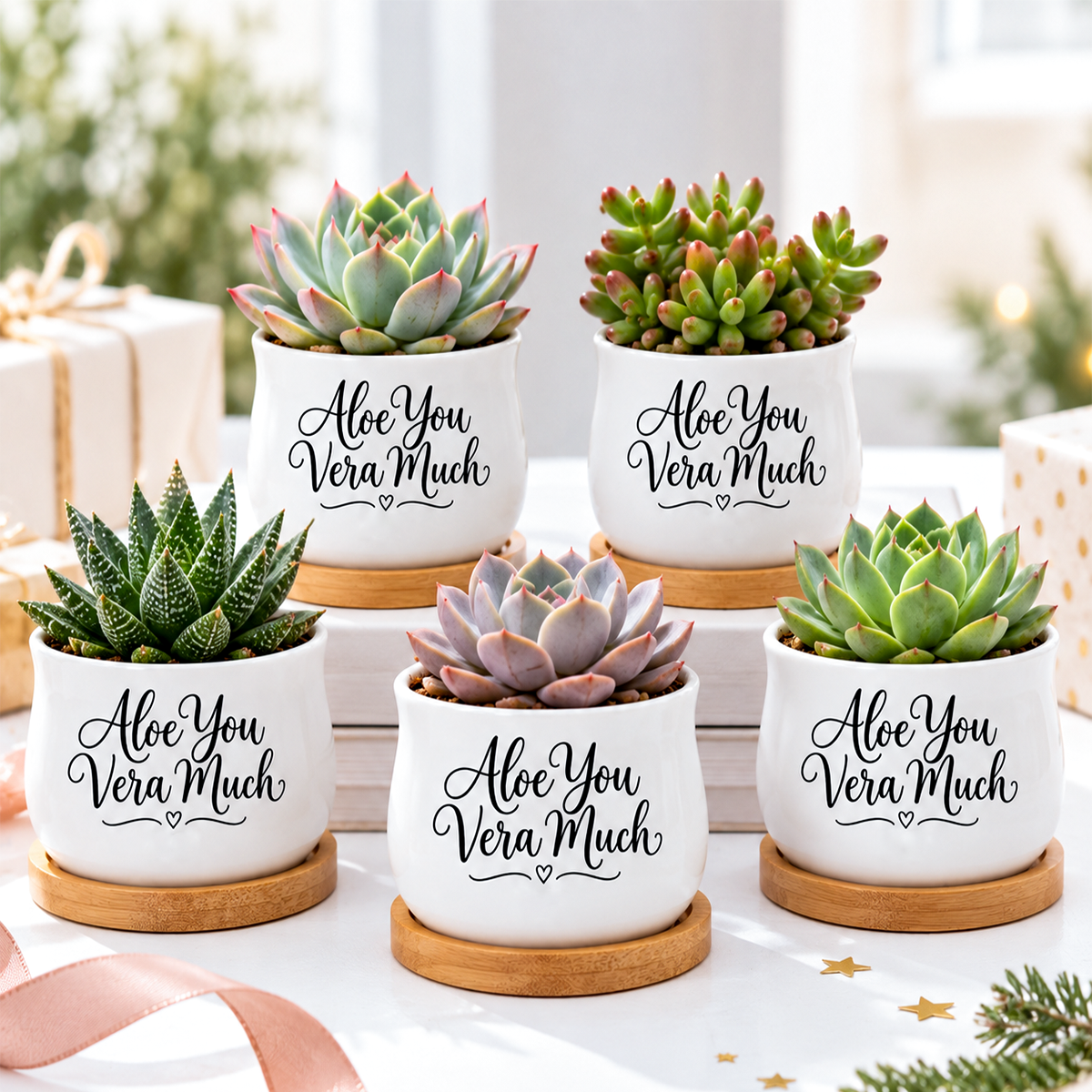 Pack of Succulent Pot - Aloe You Vera Much