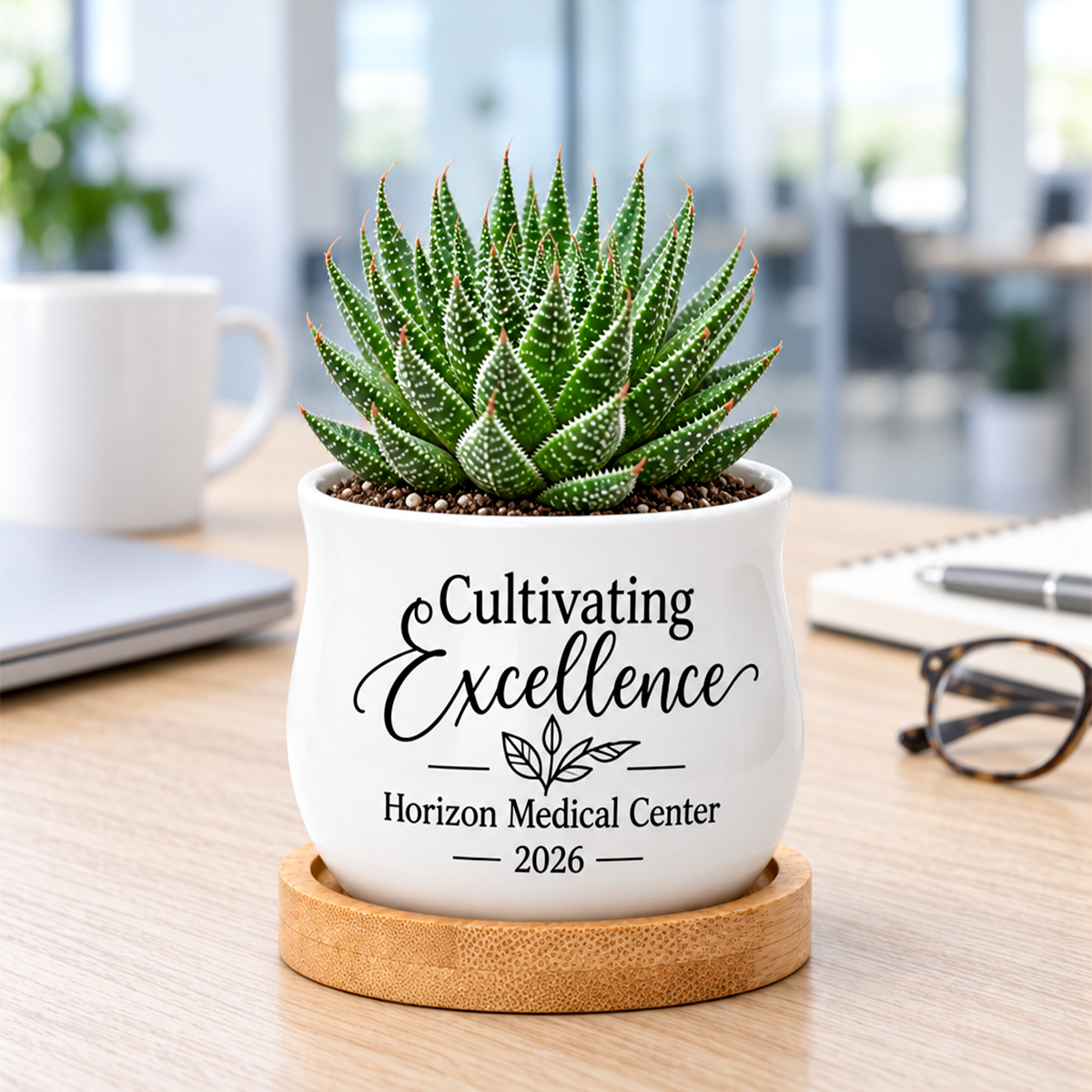 Personalized Succulent Pot for Corporate Favor - Cultivating Excellence