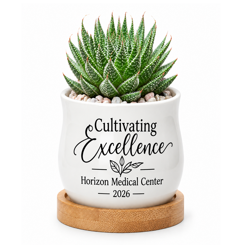 Personalized Succulent Pot for Corporate Favor - Cultivating Excellence