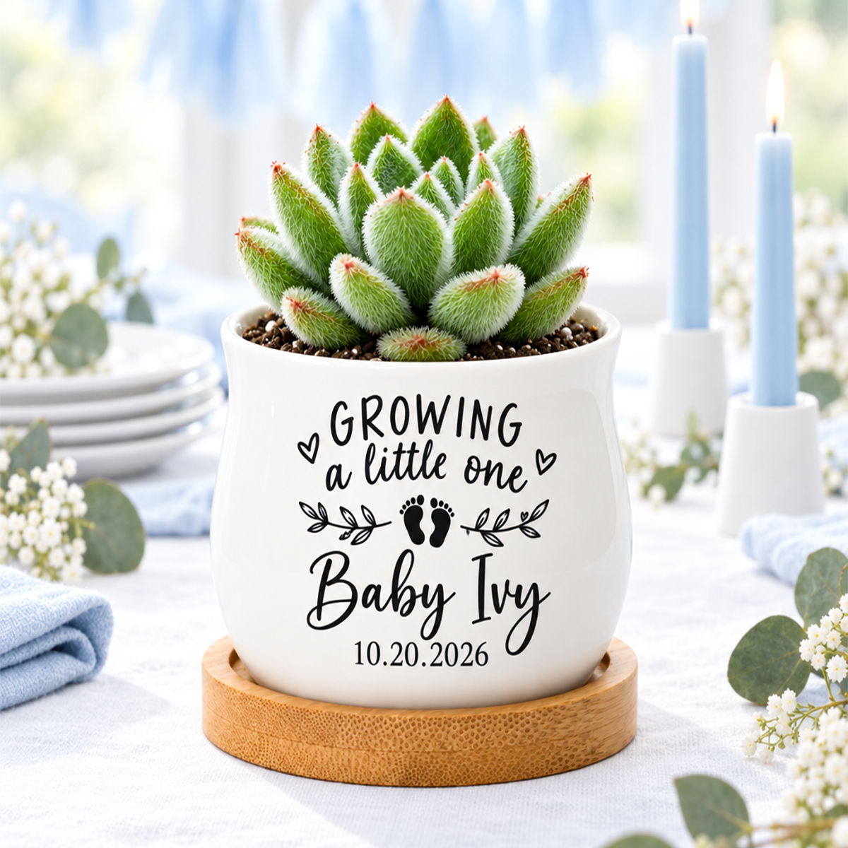 Personalized Succulent Pot for Baby Shower Favor - Growing A Little One