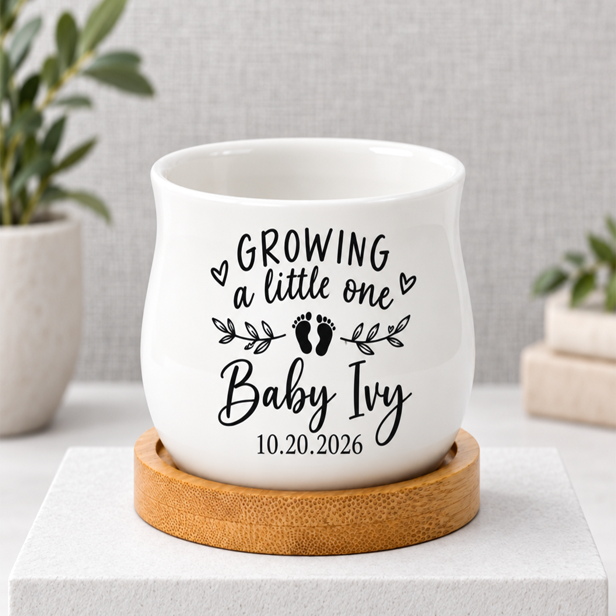 Personalized Succulent Pot for Baby Shower Favor - Growing A Little One