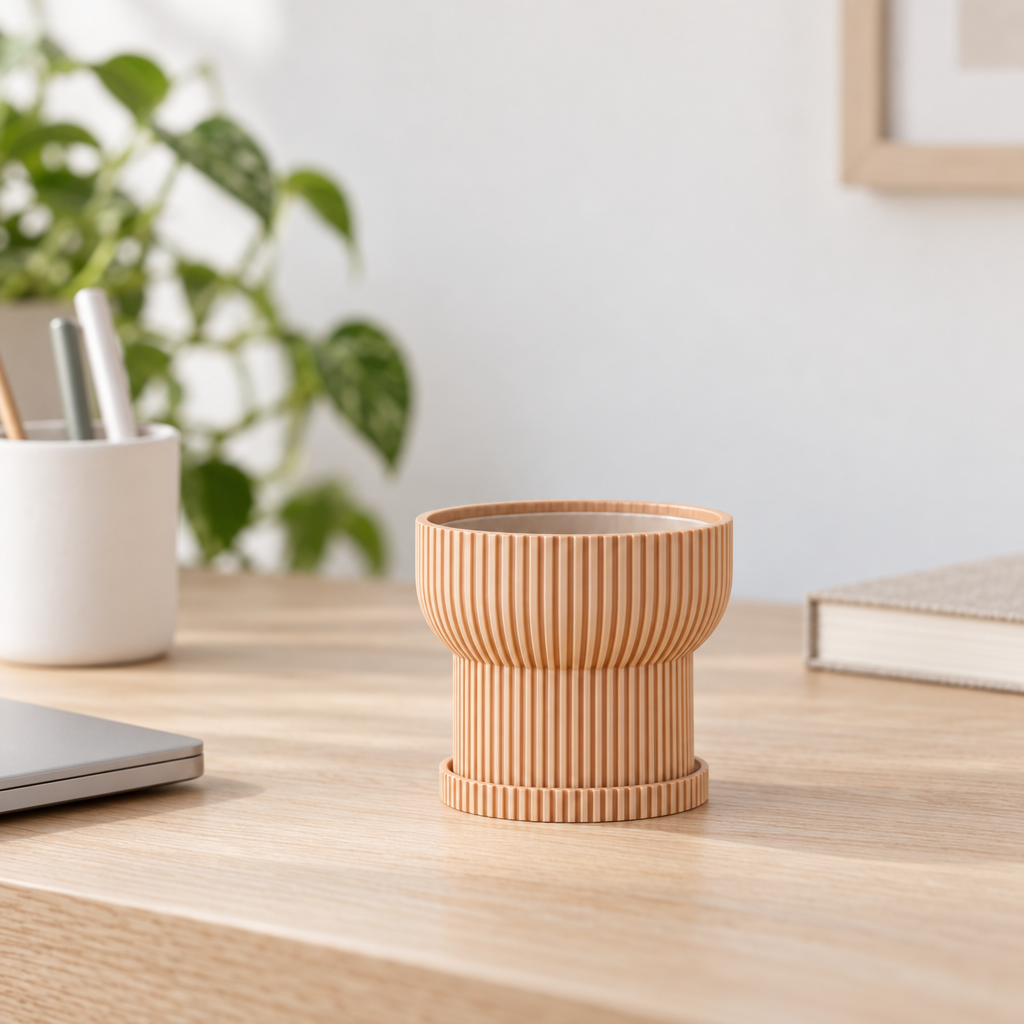 Japandi Ribbed Plant Pot