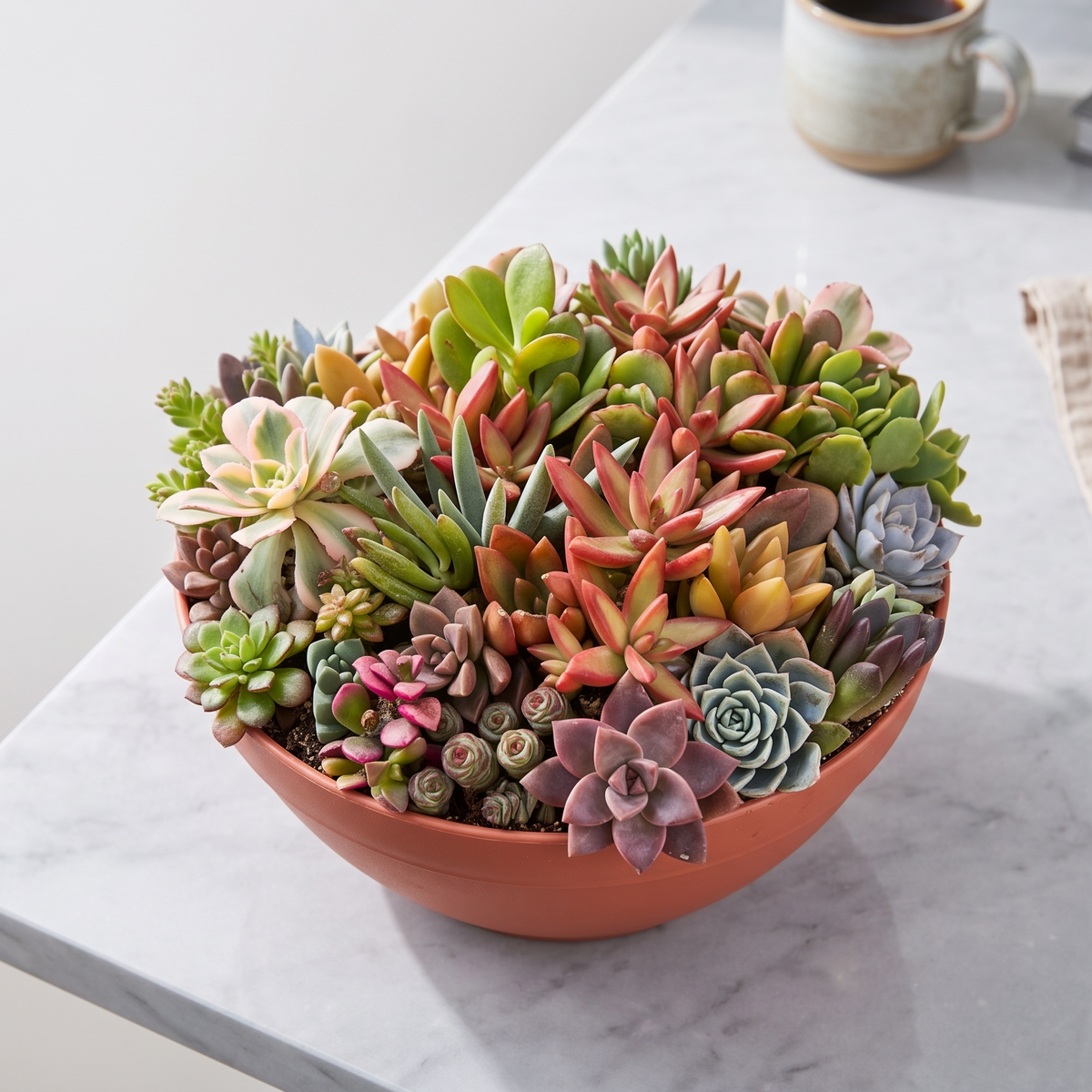 Large 10" Round Terra Cotta Succulent Arrangement