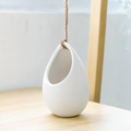 Ivory Ceramic Hanging Planter With Flat Bottom