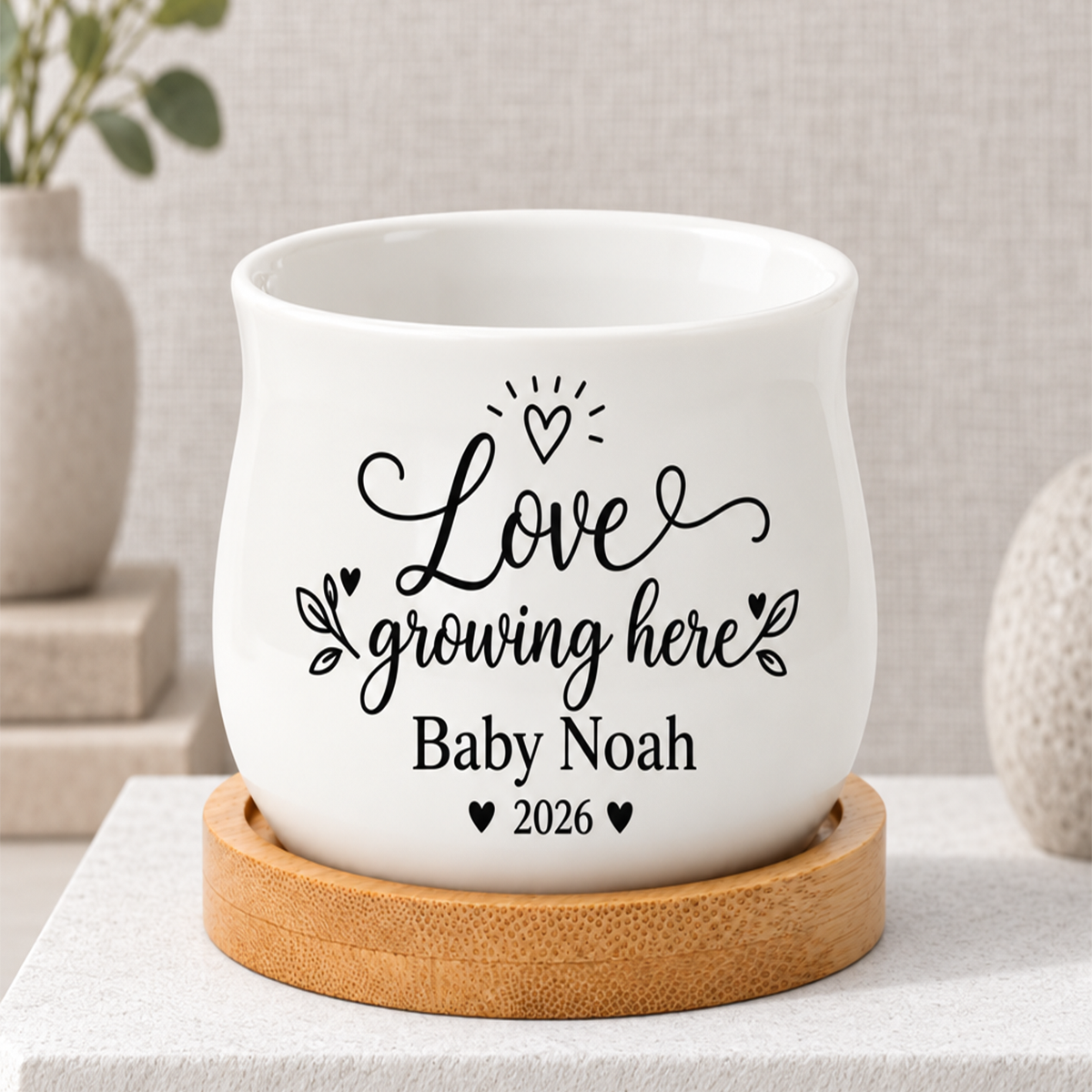 Personalized Succulent Pot for Baby Shower Favor - Love Growing Here