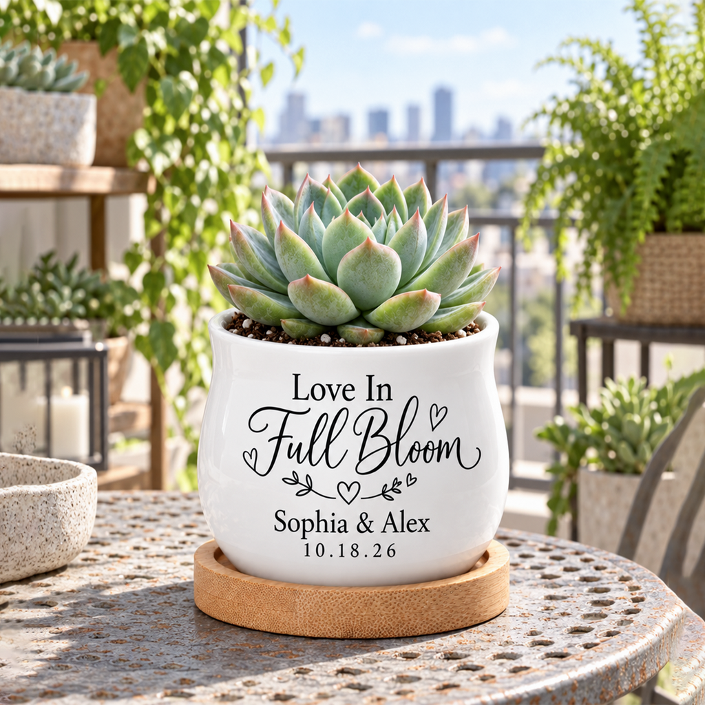 Personalized Succulent Pot for Wedding favor - Love In Full Bloom