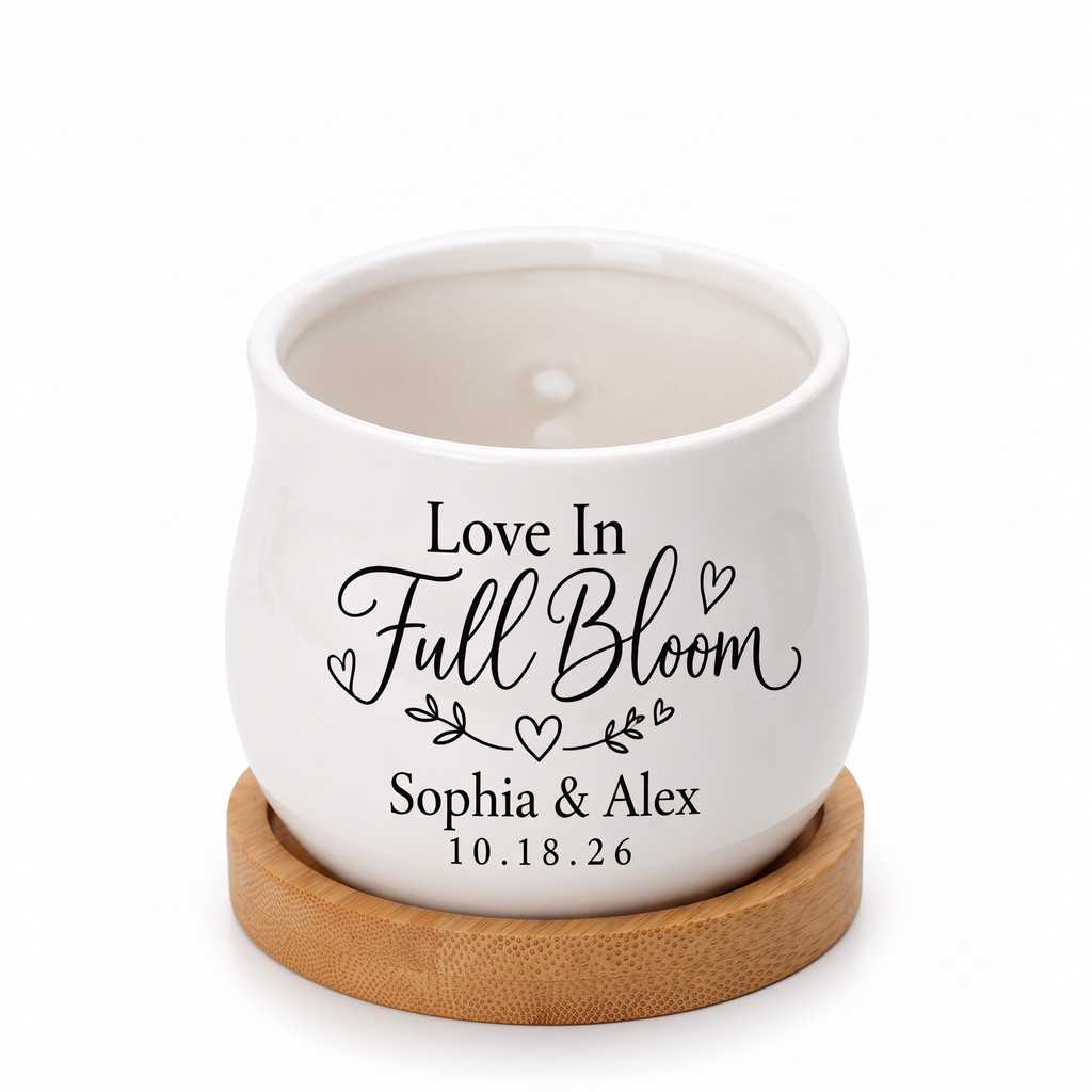 Personalized Succulent Pot for Wedding favor - Love In Full Bloom