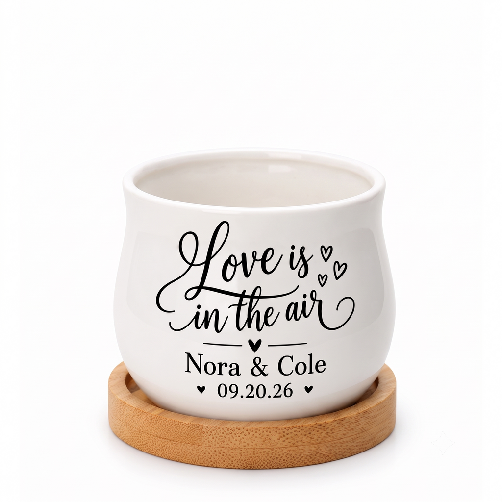 Personalized Succulent Pot for Wedding favor - Love Is In The Air