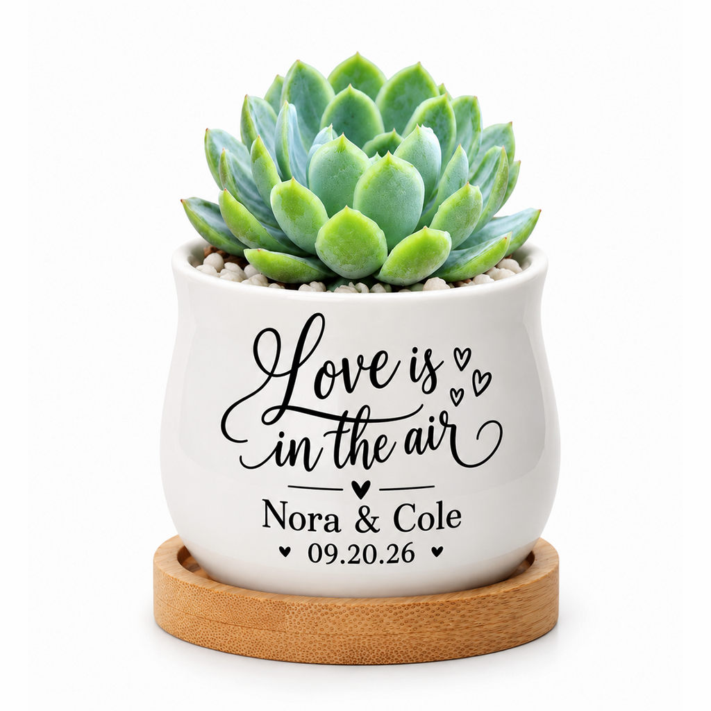 Personalized Succulent Pot for Wedding favor - Love Is In The Air