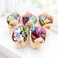 Mini Succulent Favors in Burlap