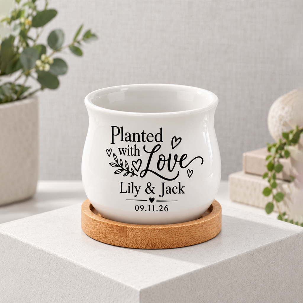 Personalized Succulent Pot for Wedding favor - Planted With Love