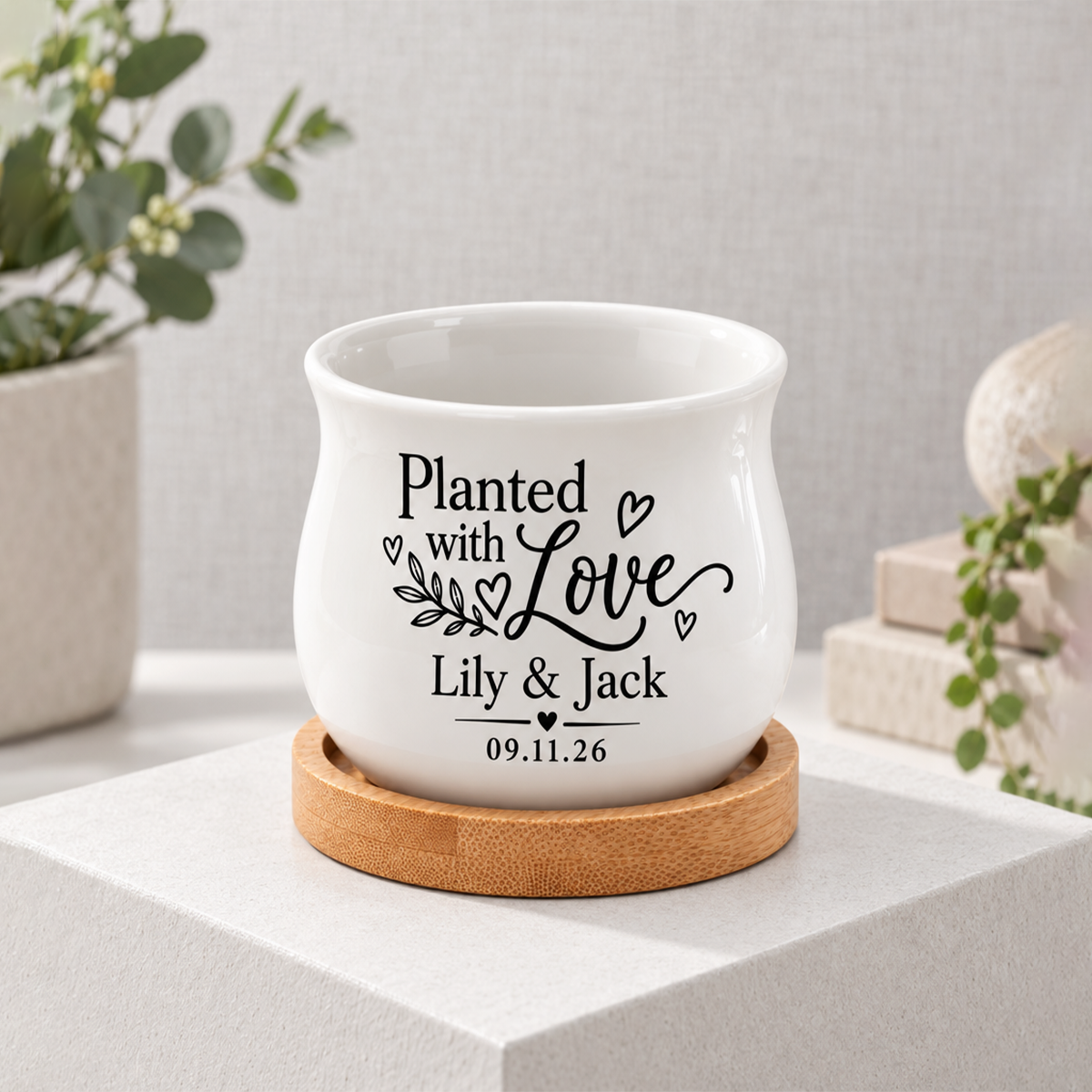 Personalized Succulent Pot for Wedding favor - Planted With Love