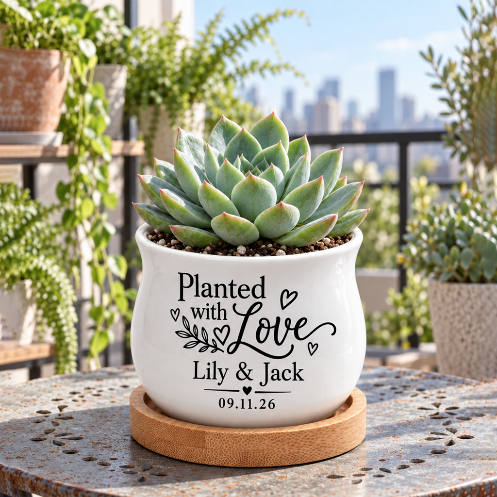 Personalized Succulent Pot for Wedding favor - Planted With Love