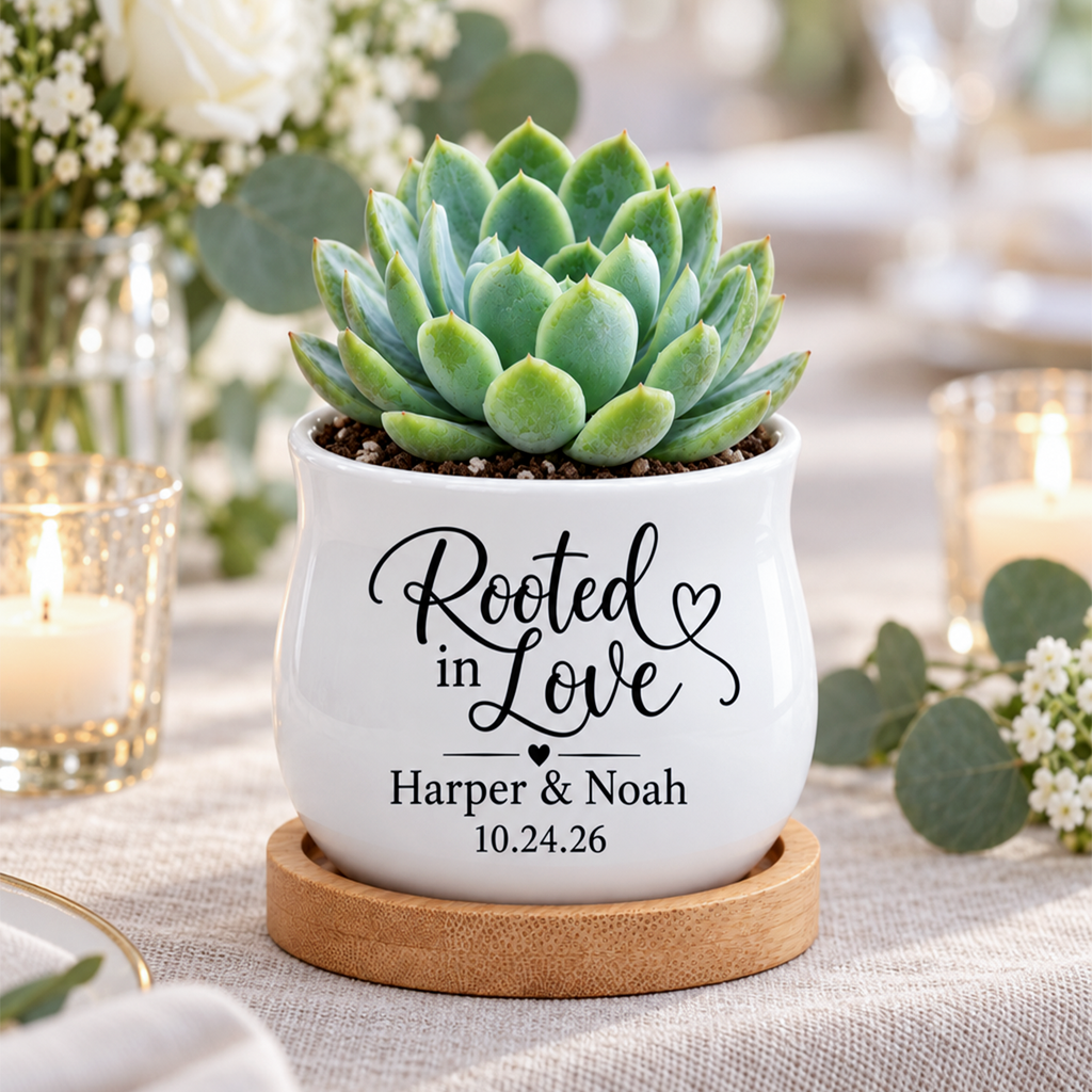 Personalized Succulent Pot for Wedding favor - Rooted In Love
