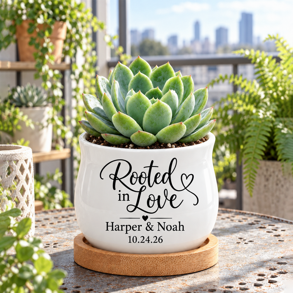 Personalized Succulent Pot for Wedding favor - Rooted In Love