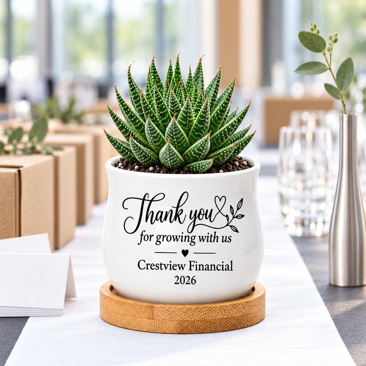 Personalized Succulent Pot for Corporate Favor - Thank you for growing with us