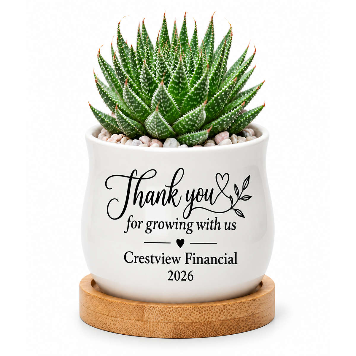 Personalized Succulent Pot for Corporate Favor - Thank you for growing with us