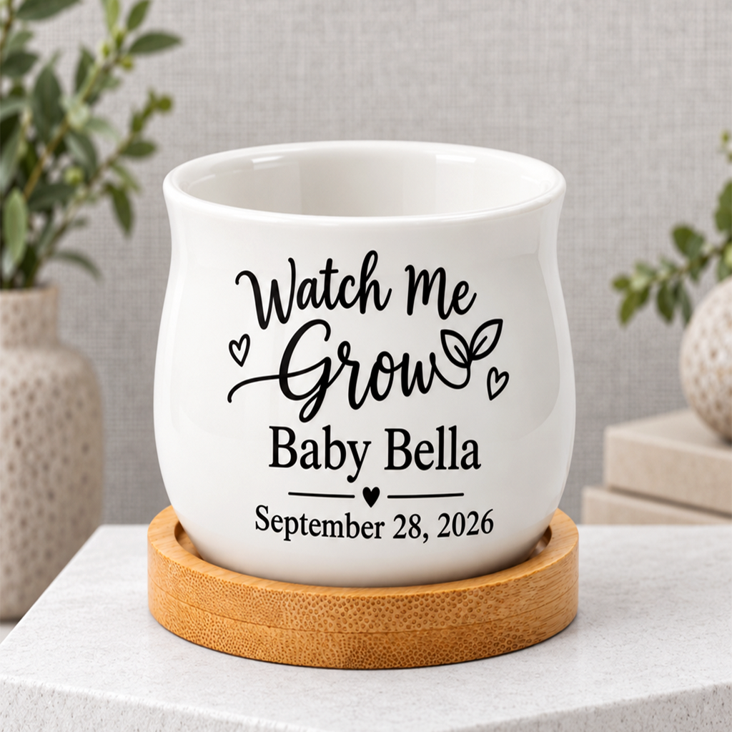 Personalized Succulent Pot for Baby Shower Favor - Watch Me Grow