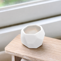 White Geometric Ceramic Container